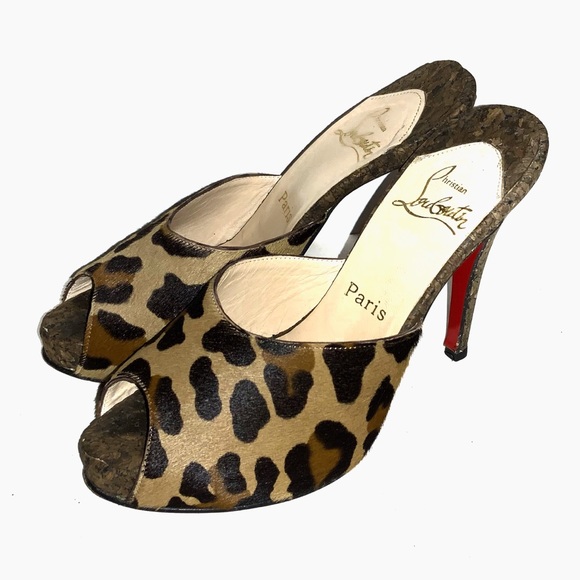 Christian Louboutin leopard fur stiletto heels 38 - Picture 3 of 15